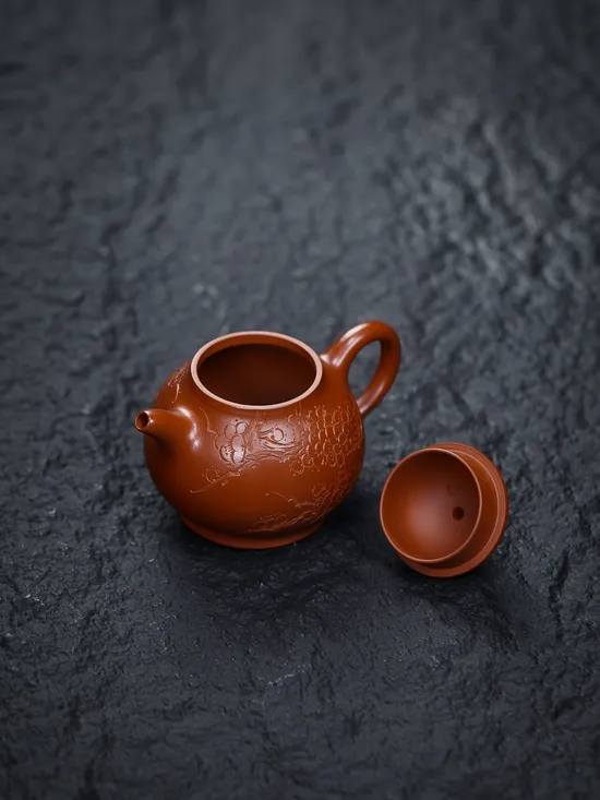 Zisha Teapots: Da Hong Pao clay | 9-hole design 7