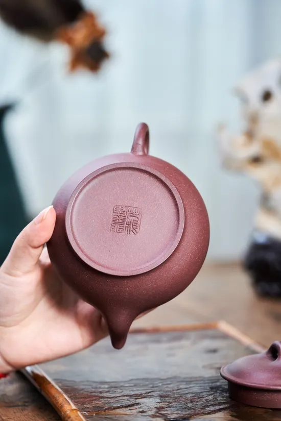 Zisha Teapots: Flat Cherry | Ziyu Jinsa clay 4