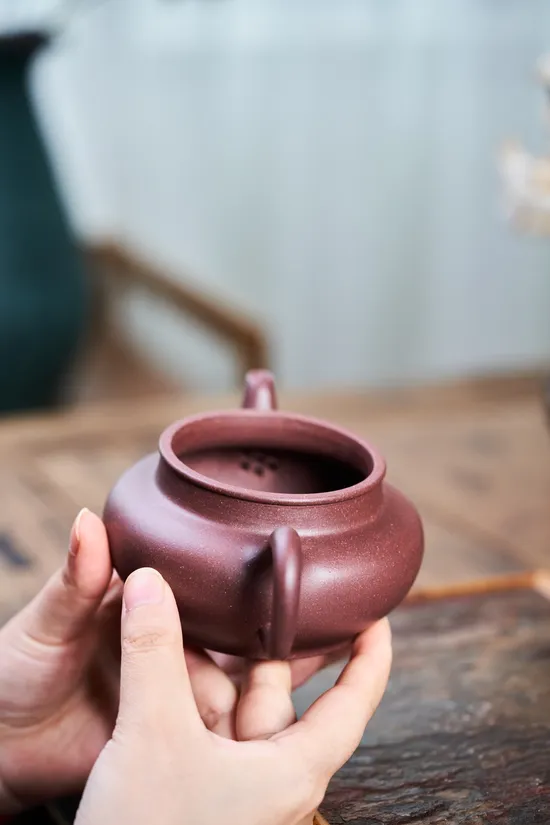 Zisha Teapots: Flat Cherry | Ziyu Jinsa clay 5
