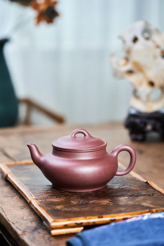 Zisha Teapots: Flat Cherry | Ziyu Jinsa clay 6