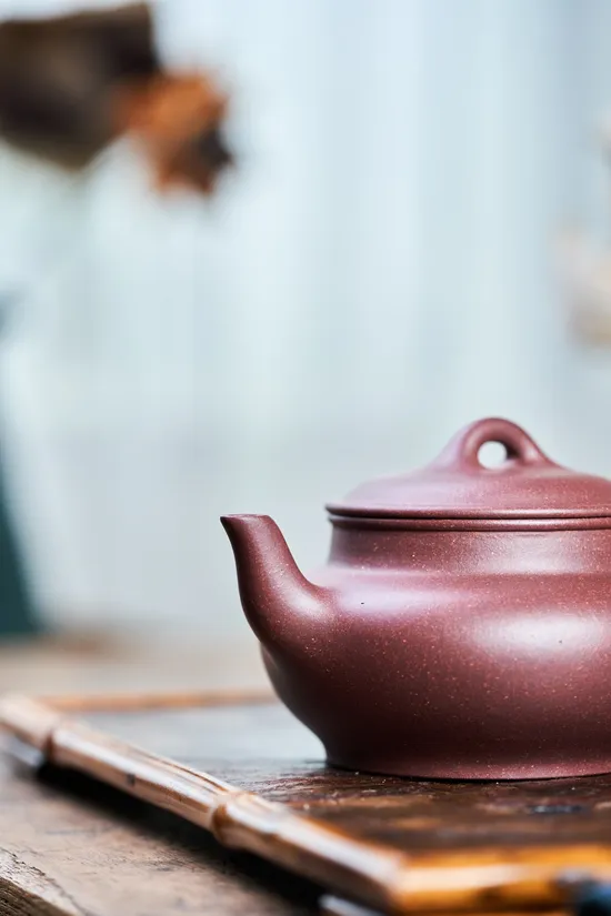 Zisha Teapots: Flat Cherry | Ziyu Jinsa clay 8
