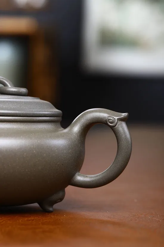 Zisha Teapots: Three-Legged Treasure Stove | old Qing gray clay 5