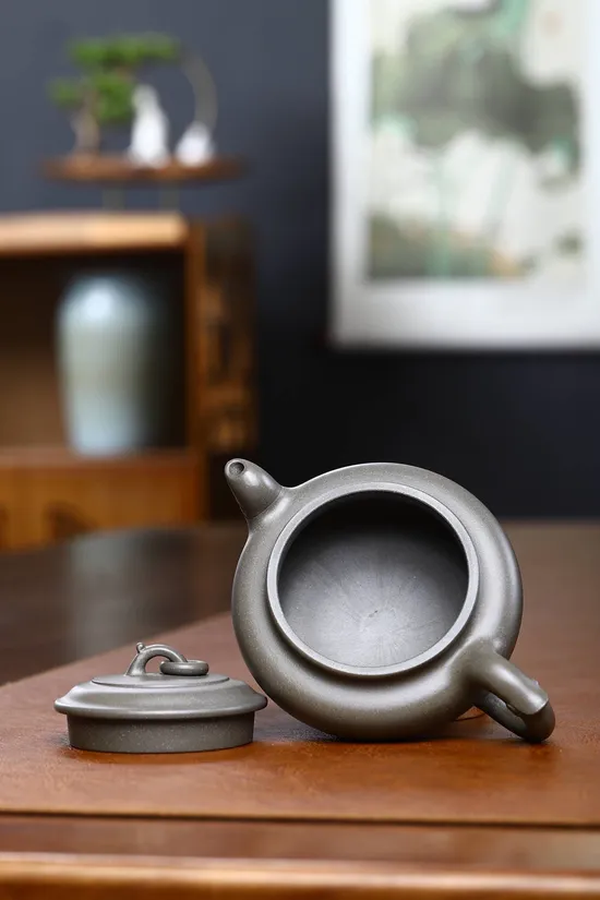 Zisha Teapots: Three-Legged Treasure Stove | old Qing gray clay 7