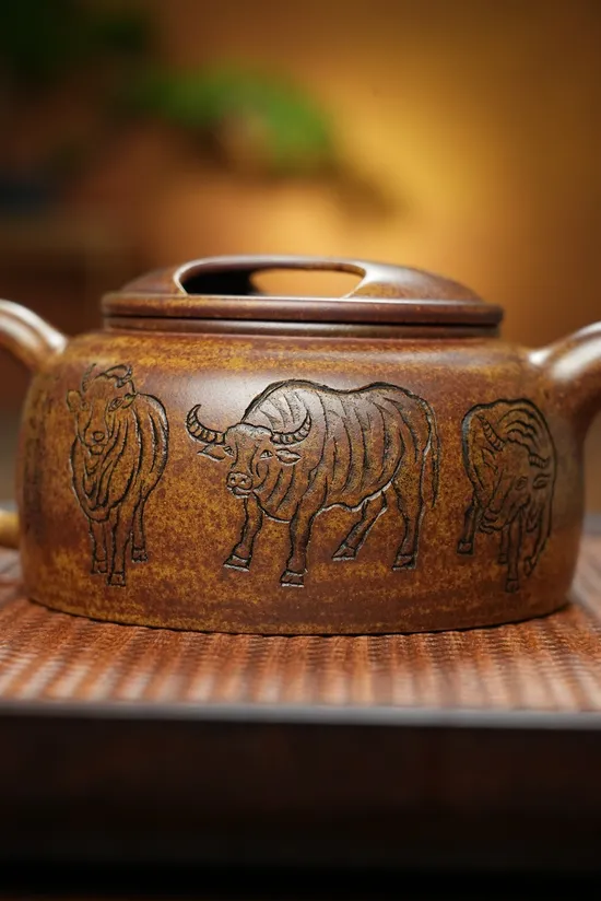 Zisha Teapots: Ox Lid | premium golden sand 1