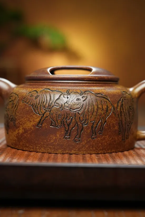 Zisha Teapots: Ox Lid | premium golden sand 6
