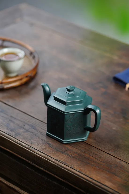 Zisha Teapots: Hexagonal Elegance | old green clay 2