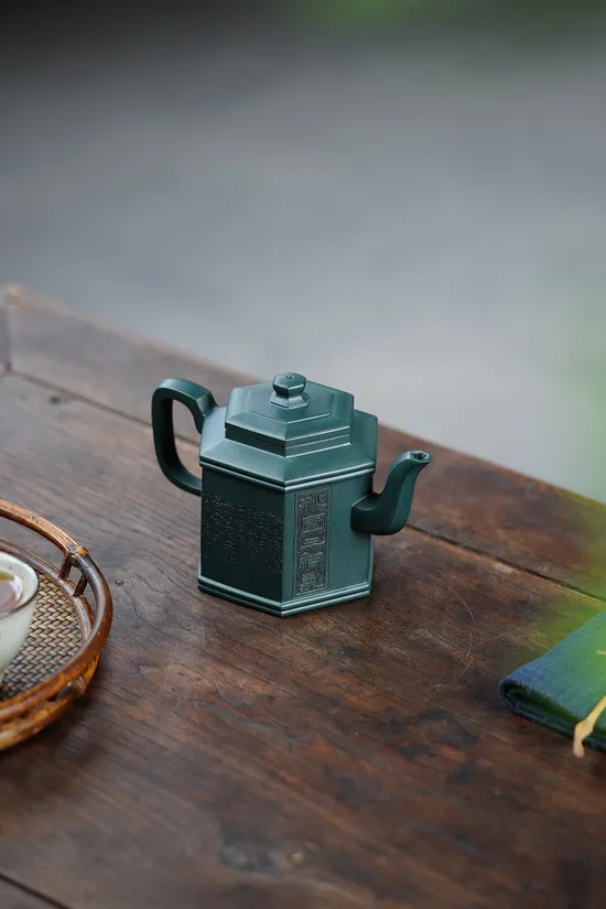 Zisha Teapots: Hexagonal Elegance | old green clay 6