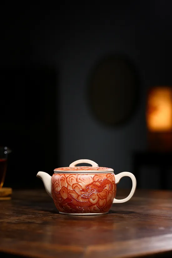 Zisha Teapots: Han Roof Tile | Famille Rose and Iron Red 1