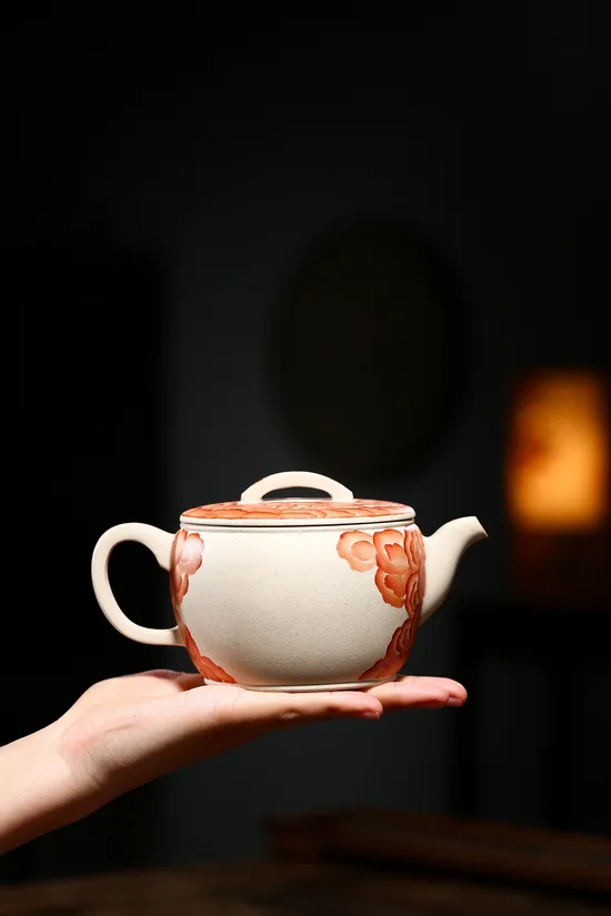 Zisha Teapots: Han Roof Tile | Famille Rose and Iron Red 5