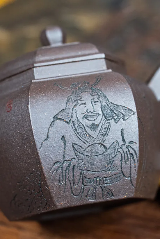 Zisha Teapots: Six-Sided Palace Lantern | old purple clay 1