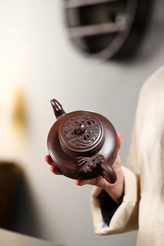 Zisha Teapots: Tri-footed Dragon and Phoenix Auspiciousness | Jingzhou purple clay 9