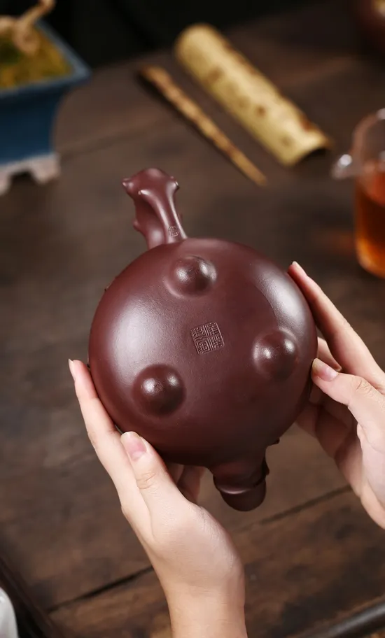 Zisha Teapots: Longevity Peach | purple eggplant clay 2