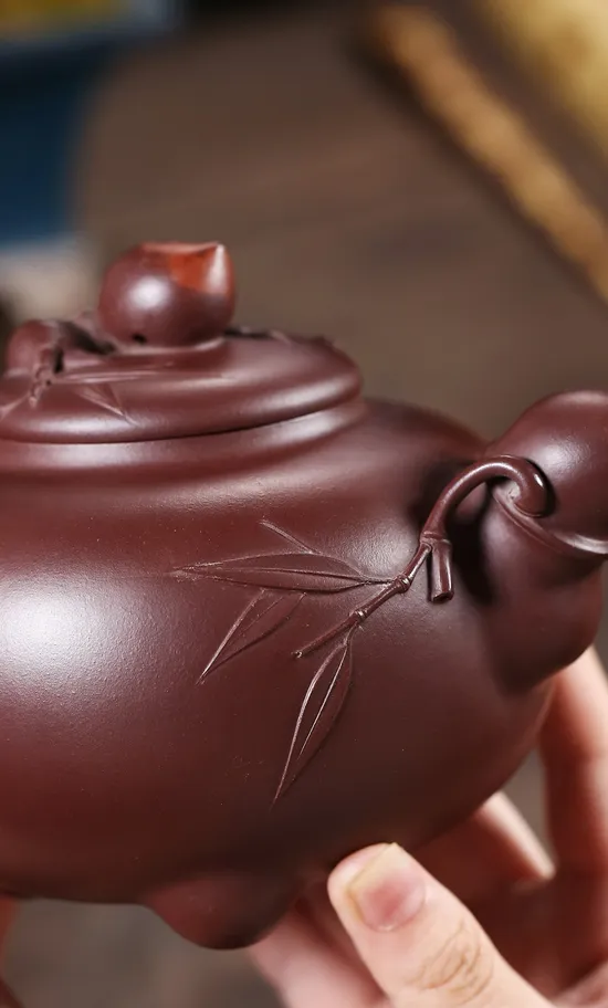 Zisha Teapots: Longevity Peach | purple eggplant clay 3