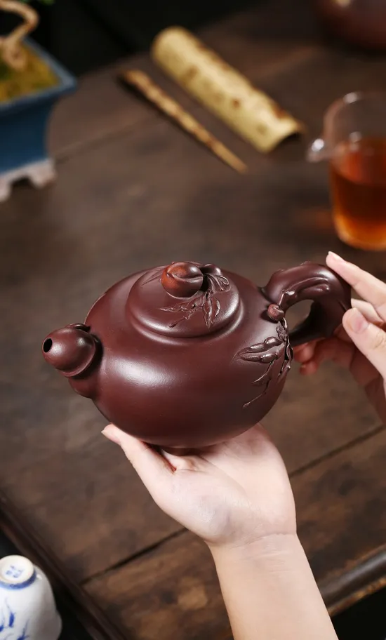 Zisha Teapots: Longevity Peach | purple eggplant clay 7