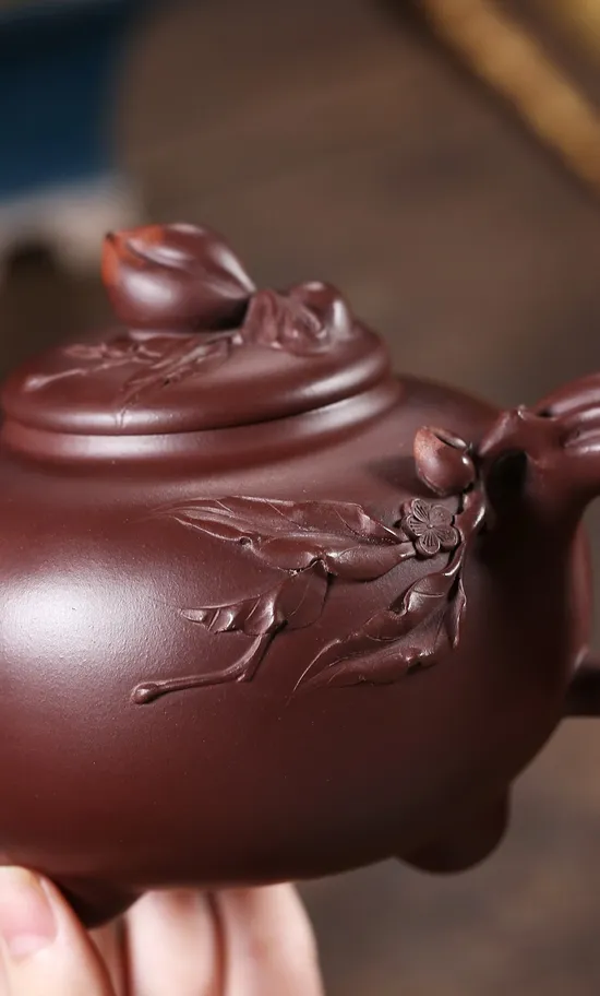 Zisha Teapots: Longevity Peach | purple eggplant clay 9