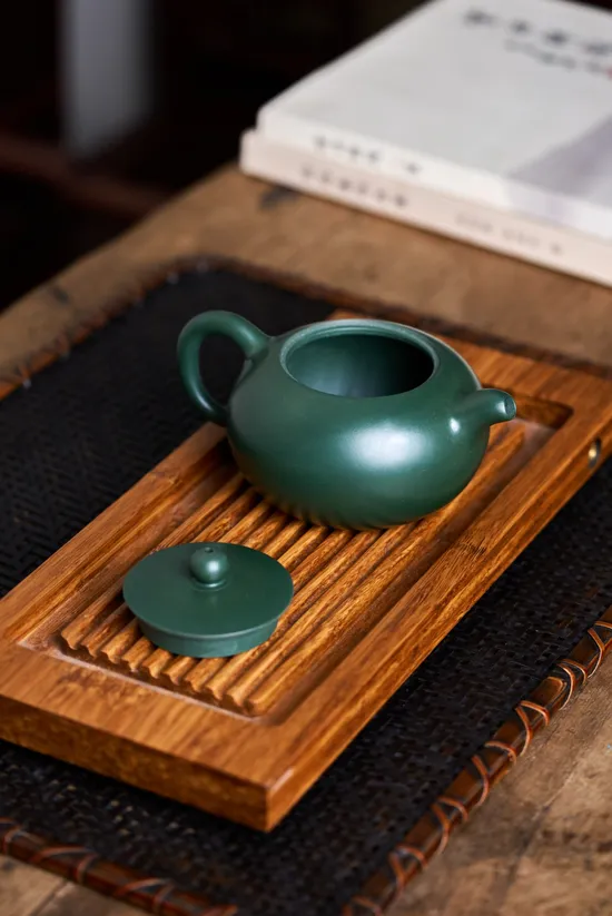 Zisha Teapots: Half Moon | original mine green clay 2