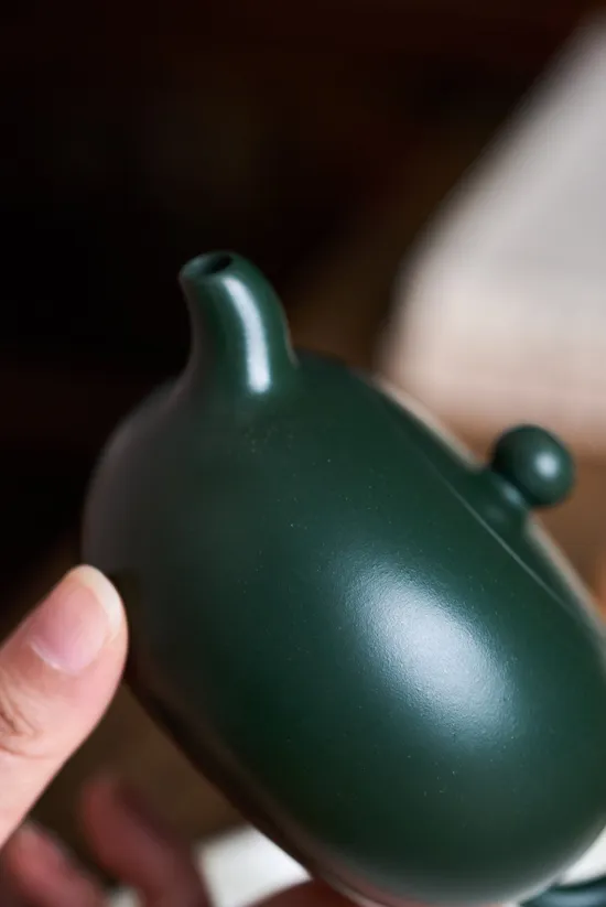 Zisha Teapots: Half Moon | original mine green clay 3