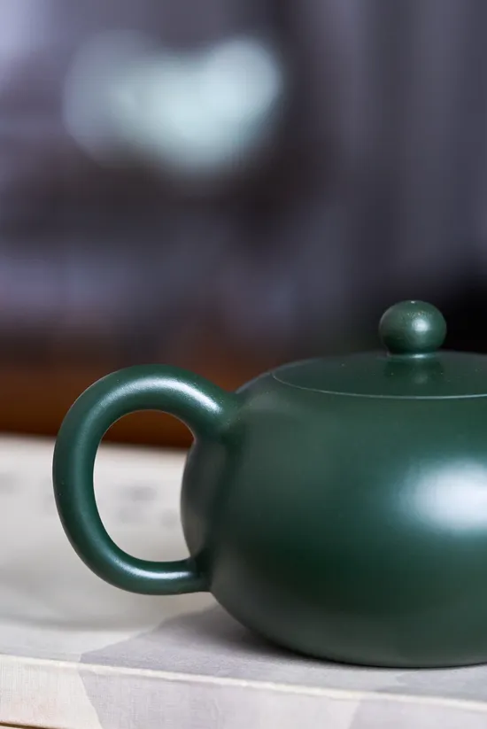 Zisha Teapots: Half Moon | original mine green clay 5