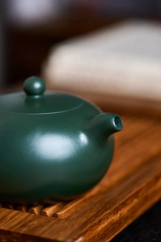 Zisha Teapots: Half Moon | original mine green clay 6