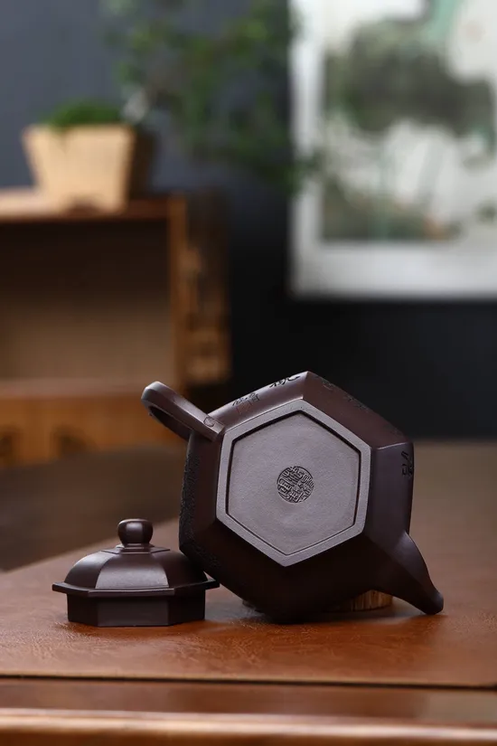 Zisha Teapots: aged purple clay | Six-Sided Smiling Cherry 5