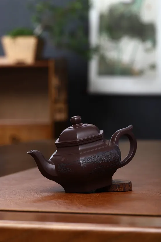Zisha Teapots: aged purple clay | Six-Sided Smiling Cherry 9