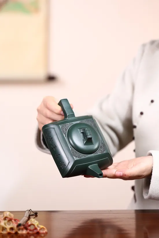 Zisha Teapots: Kui Square | Master Li Changhong | rare celadon clay 1