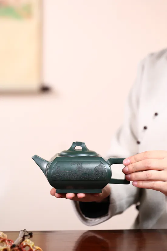 Zisha Teapots: Kui Square | Master Li Changhong | rare celadon clay 3