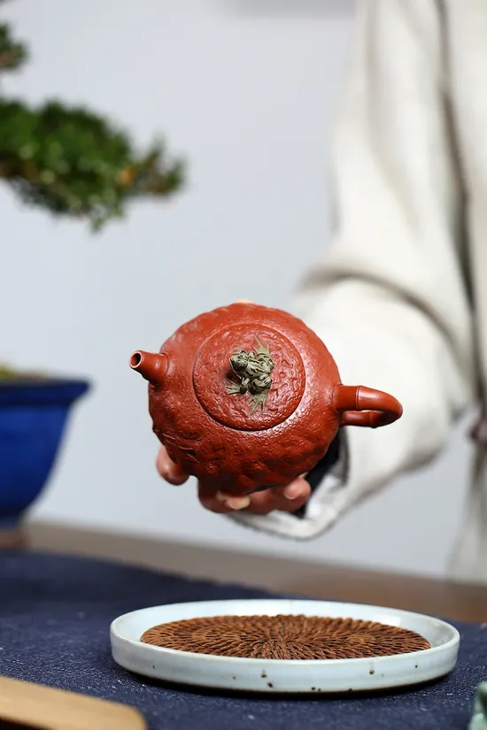 Yixing Zisha Teapot: Handcrafted Purple Clay Frog Design Artisan Pot 4