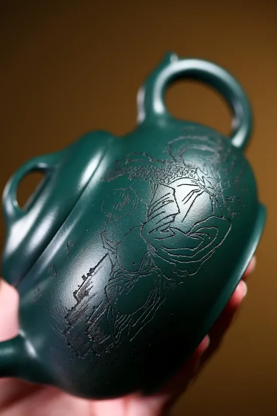Collector’s Yixing Teapot: Rare Green Clay Handcrafted Artistry 3