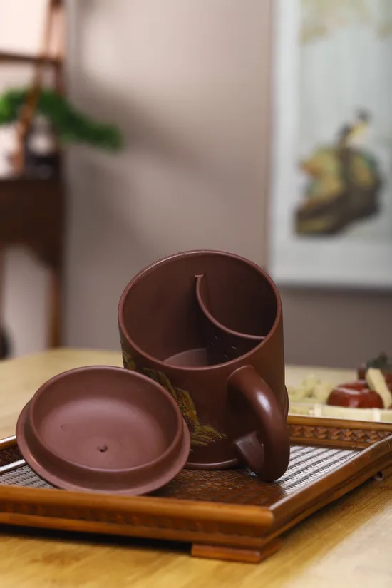 Zisha Teapots: original old purple clay | intricate lid design 1