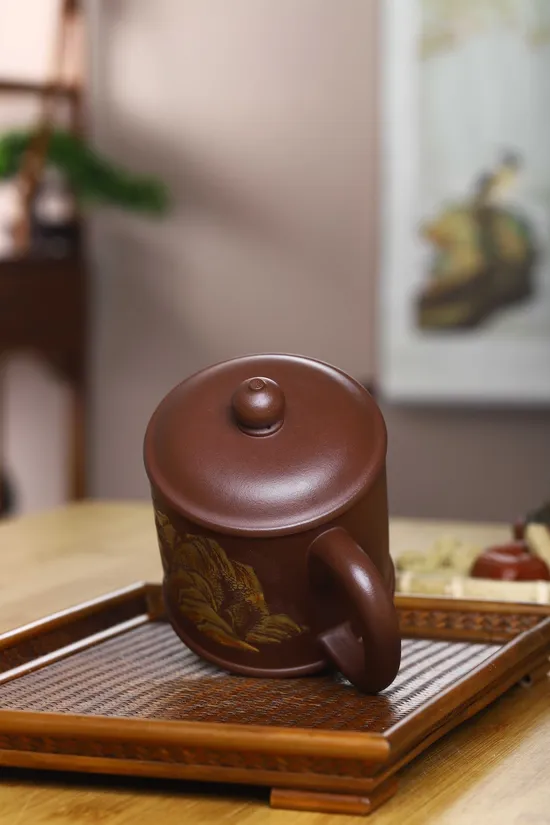 Zisha Teapots: original old purple clay | intricate lid design 5