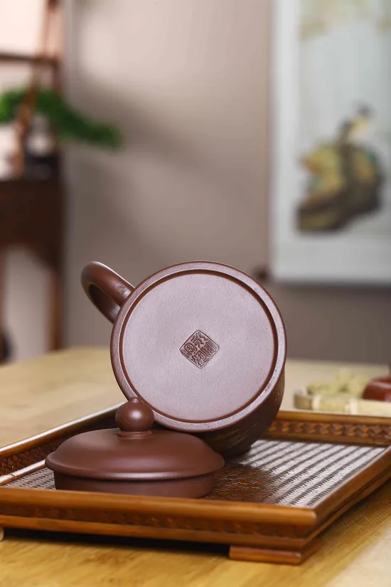 Zisha Teapots: original old purple clay | intricate lid design 6