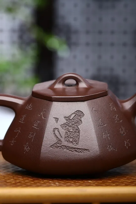 Zisha Teapots: stone red clay | eight-sided Shi Piao 6