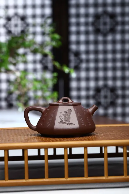 Zisha Teapots: stone red clay | eight-sided Shi Piao 7
