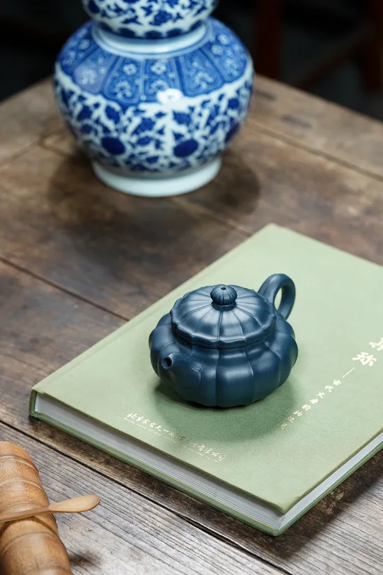Zisha Teapots: Jinwen Fangu | black green clay 6