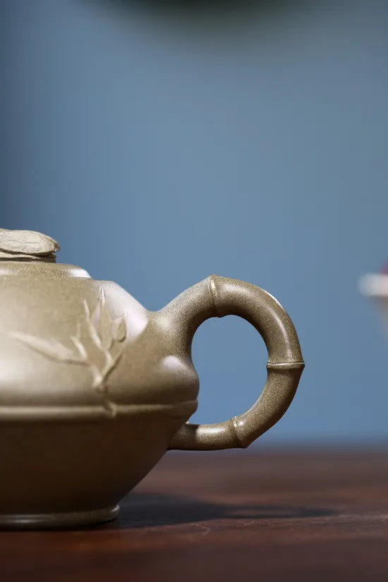 Zisha Teapots: Bamboo · Contentment and Joy Teapot | old Qinghu clay 4