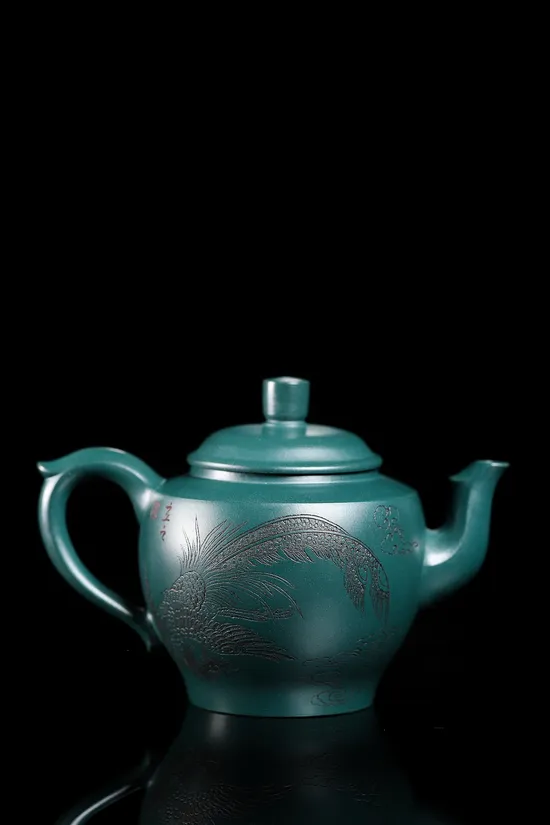 Zisha Teapots: Palace Lantern | Snowflake Green Clay 1