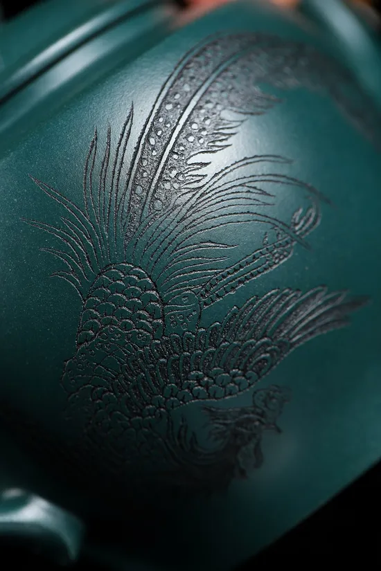 Zisha Teapots: Palace Lantern | Snowflake Green Clay 3
