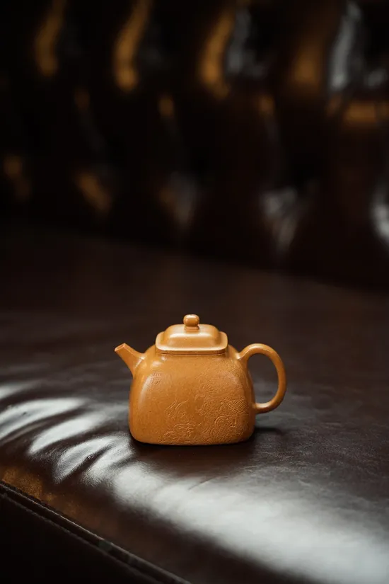 Premium Yixing Teapot | Handcrafted Golden Clay Artisan Teapot 180cc 7