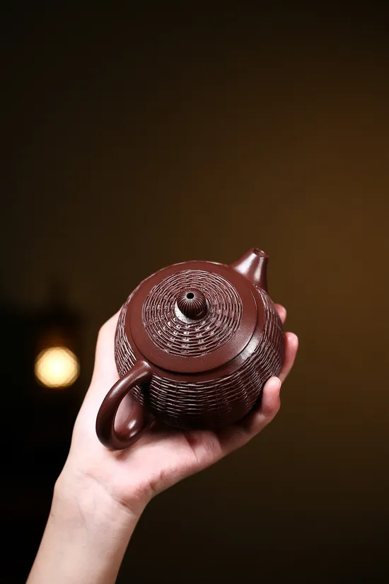 Zisha Teapots: Bamboo-Woven Xishi | premium purple clay 2