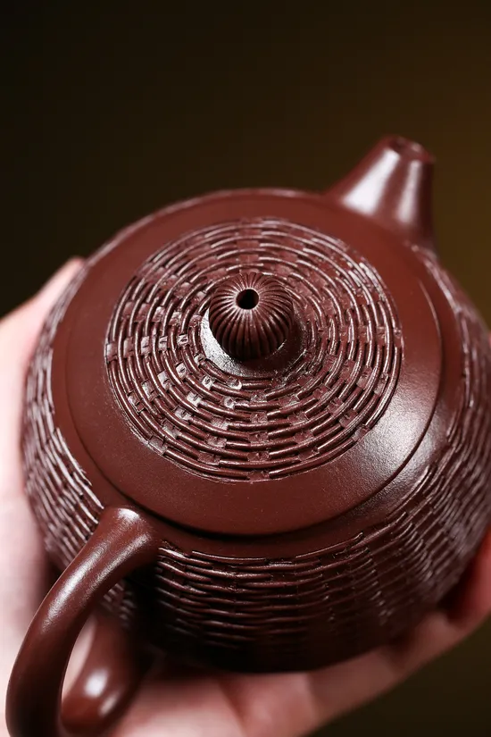 Zisha Teapots: Bamboo-Woven Xishi | premium purple clay 4