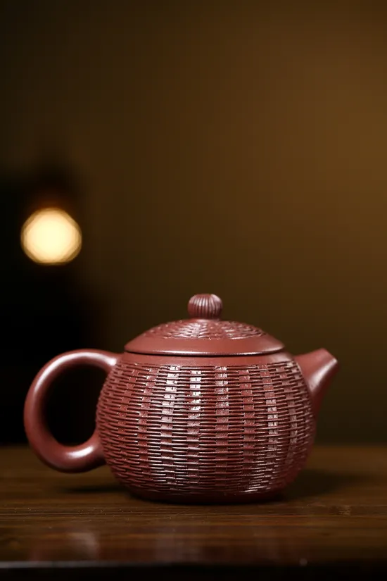 Zisha Teapots: Bamboo-Woven Xishi | premium purple clay 6