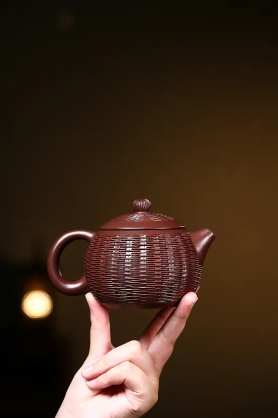 Zisha Teapots: Bamboo-Woven Xishi | premium purple clay 9