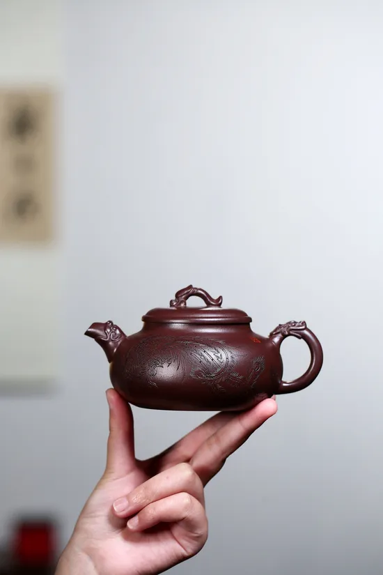 Zisha Teapots: aged red clay | Dragon and Phoenix Auspiciousness 5
