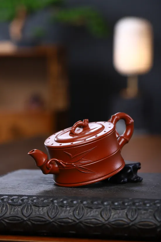 Yixing Zisha Teapot | Handcrafted Bamboo Design | Artisan Ceramics 3