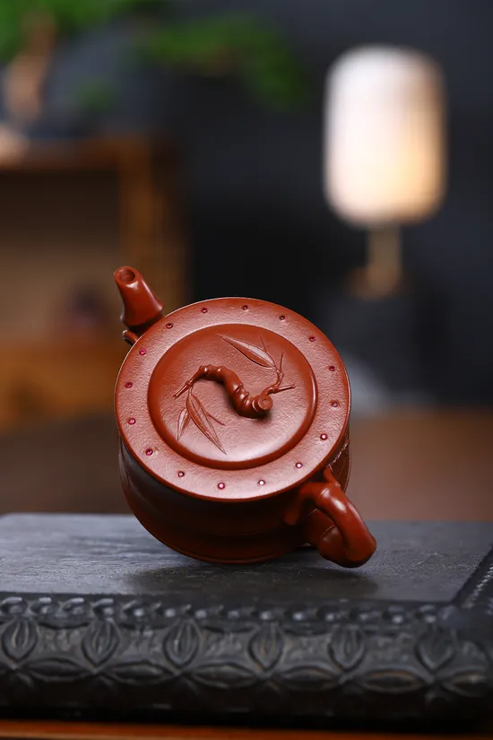 Yixing Zisha Teapot | Handcrafted Bamboo Design | Artisan Ceramics 6