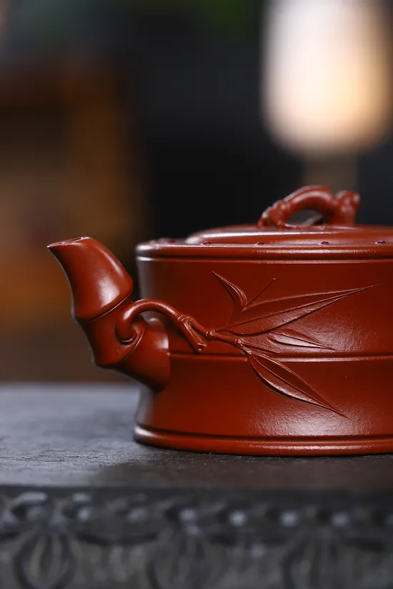 Yixing Zisha Teapot | Handcrafted Bamboo Design | Artisan Ceramics 7