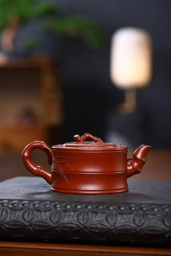 Yixing Zisha Teapot | Handcrafted Bamboo Design | Artisan Ceramics 8