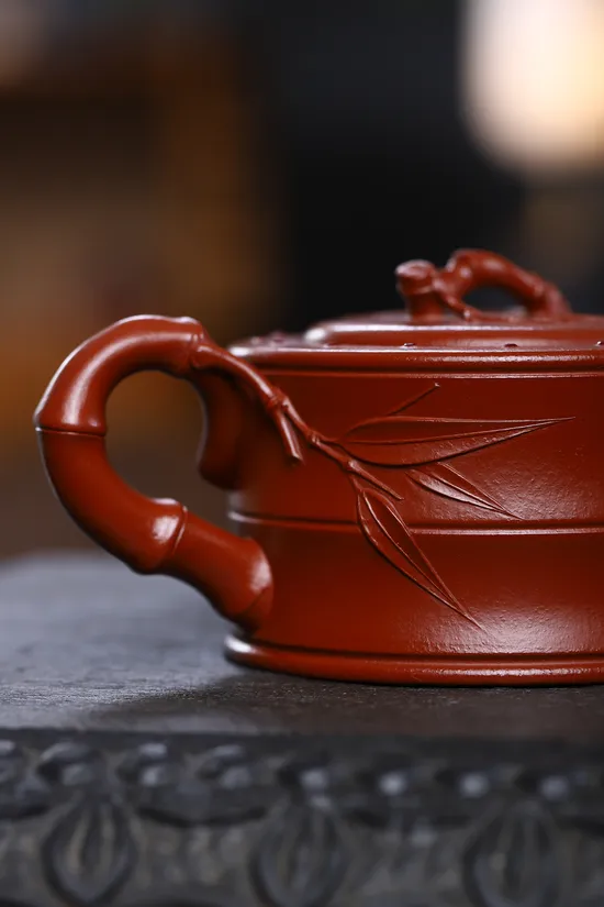 Yixing Zisha Teapot | Handcrafted Bamboo Design | Artisan Ceramics 9