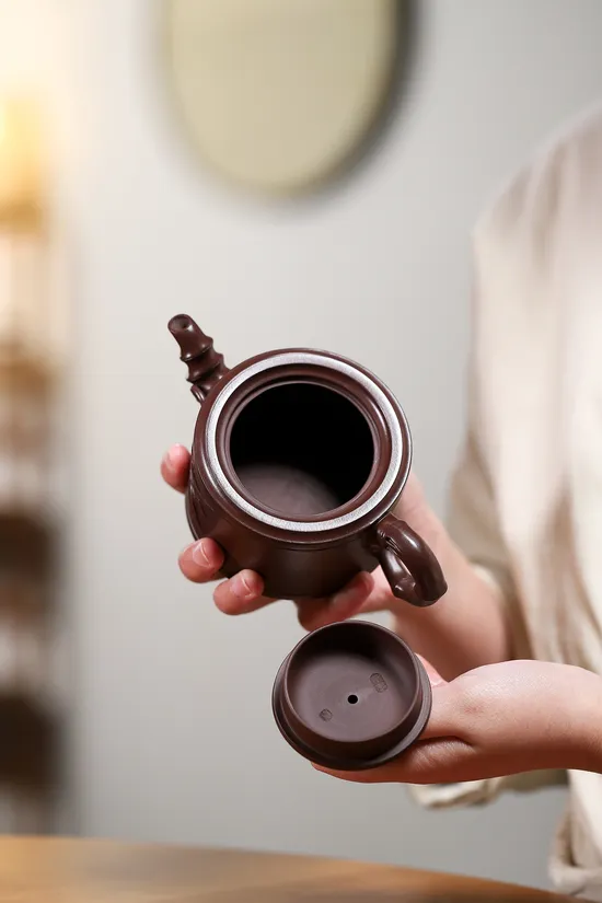 Artisan Yixing Zisha Teapot | Mastercrafted Bamboo Design Clay Teapot 4